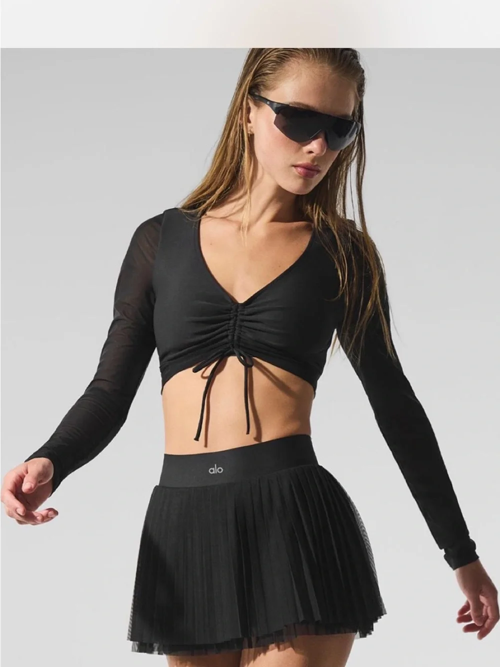 ALO Yoga Black Pleated baseline Skirt